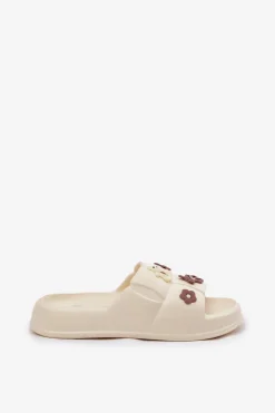 Best Boto Piankowe Klapki Z Przypinkami Ecru Redienna Biały