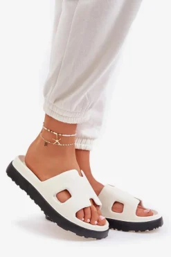 Discount Piankowe Klapki Z Wycięciami Białe Neladith Damskie Klapki Basenowe|Klapki Na Platformie