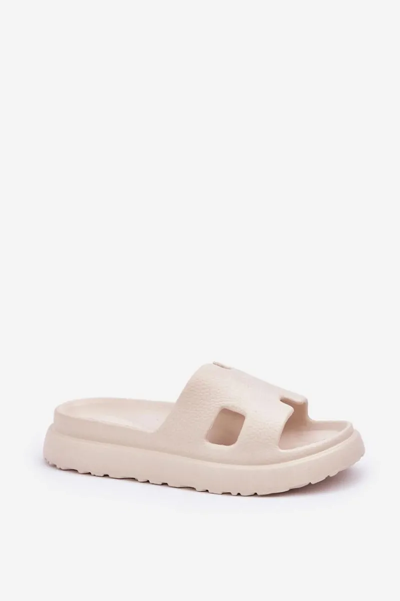 Outlet Piankowe Klapki Z Wycięciami Jasnobeżowe Neladith Damskie Klapki Na Platformie|Klapki Damskie Klasyczne