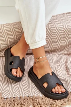 Klapki Basenowe|Klapki Na Platformie>Boto Piankowe Klapki Z Wycięciami Czarne Neladith Czarny