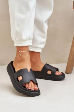 Klapki Basenowe|Klapki Na Platformie>Boto Piankowe Klapki Z Wycięciami Czarne Neladith Czarny