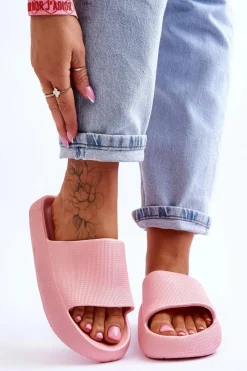 Boto Piankowe Modne Klapki Na Masywnej Platformie Różowe Linnea