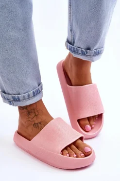 Boto Piankowe Modne Klapki Na Masywnej Platformie Różowe Linnea