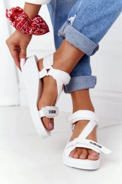 Discount Piankowe Sandały Na Koturnie Big Star FF274A351 Białe Damskie Sandały Big Star|Sandały Na Koturnie