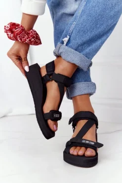 Discount Piankowe Sandały Na Koturnie Big Star FF274A349 Czarne Damskie Sandały Big Star|Sandały Na Koturnie