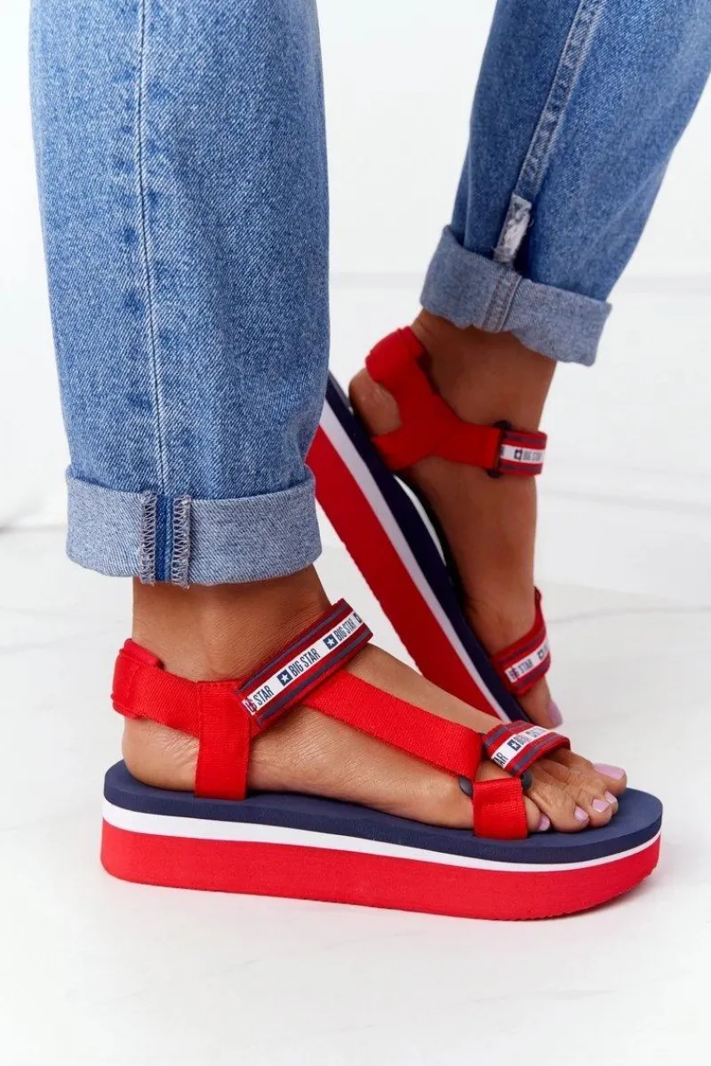 Sandały Big Star|Sandały Na Koturnie>Big Star Shoes Piankowe Sandały Na Platformie Big Star HH274A102 Czerwone