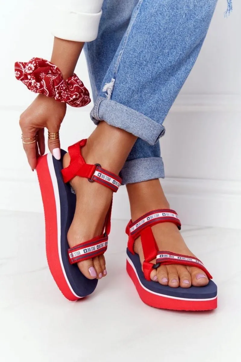 Sandały Big Star|Sandały Na Koturnie>Big Star Shoes Piankowe Sandały Na Platformie Big Star HH274A102 Czerwone