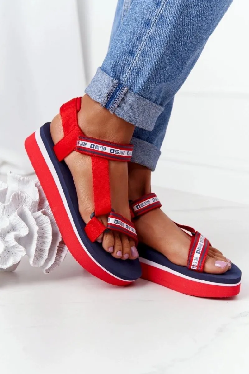 Sandały Big Star|Sandały Na Koturnie>Big Star Shoes Piankowe Sandały Na Platformie Big Star HH274A102 Czerwone