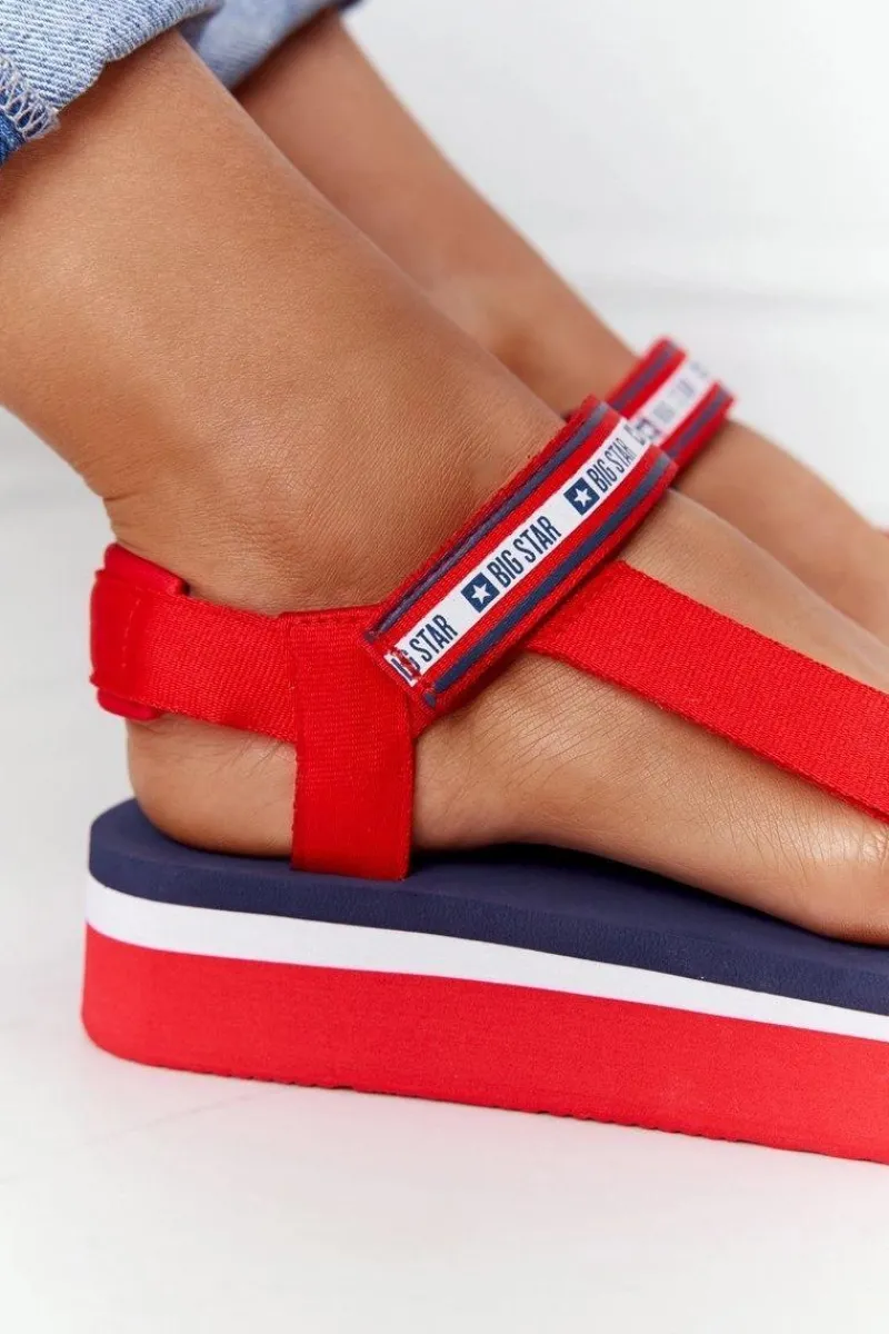 Sandały Big Star|Sandały Na Koturnie>Big Star Shoes Piankowe Sandały Na Platformie Big Star HH274A102 Czerwone