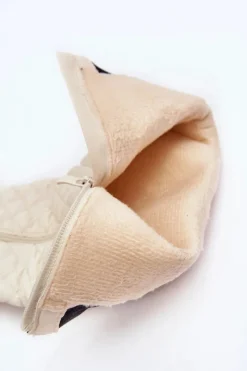 Online Boto Pikowane Kozaki Przed Kolano Na Płaskim Obcasie Beżowe Amalfri