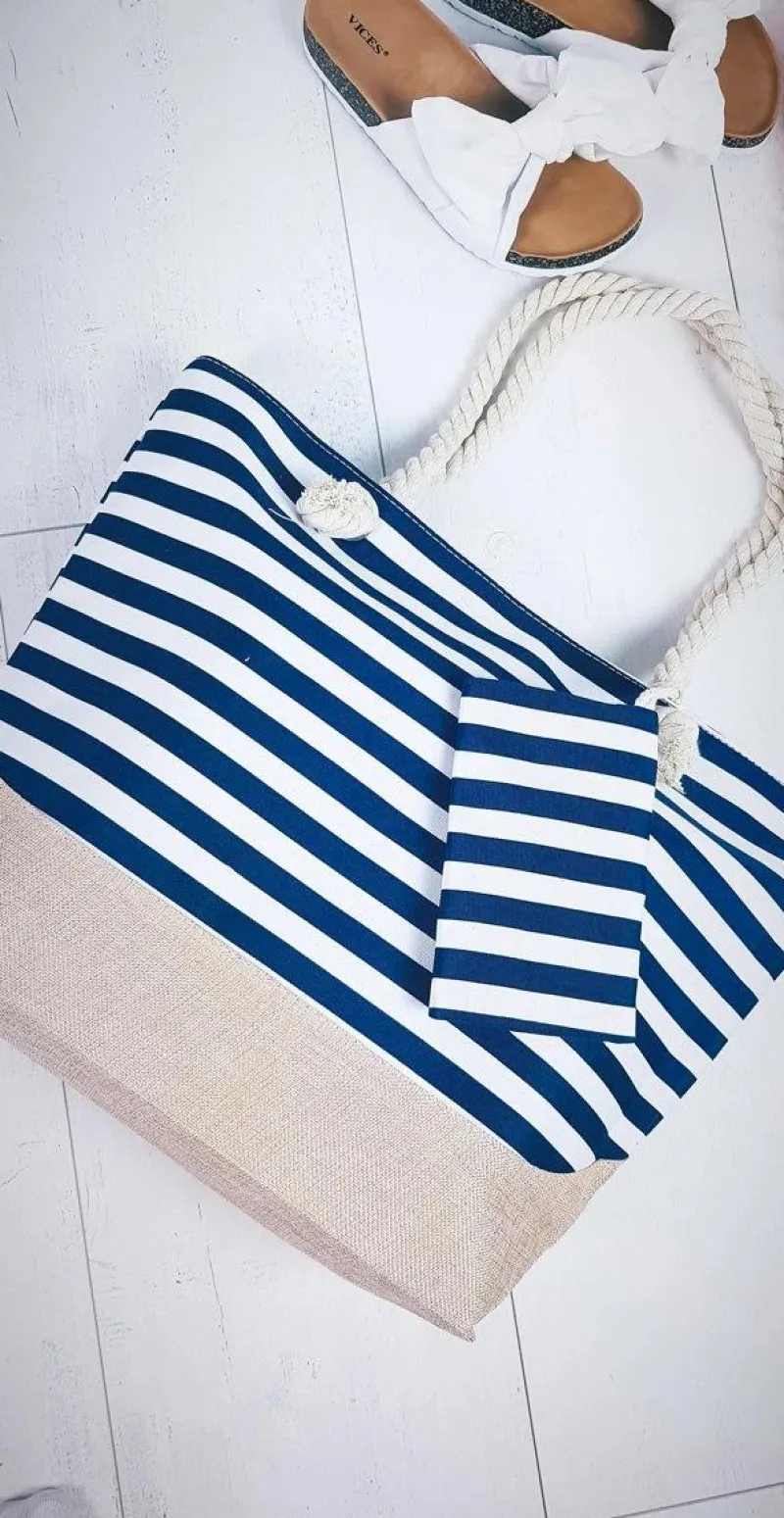 Torebki Plażowe>Boto Plażowa Duża Granatowa Torebka Torba Damska Marynarska