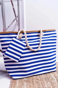Torebki Plażowe>Boto Plażowa Duża Niebieska Torebka Torba Damska Marynarska