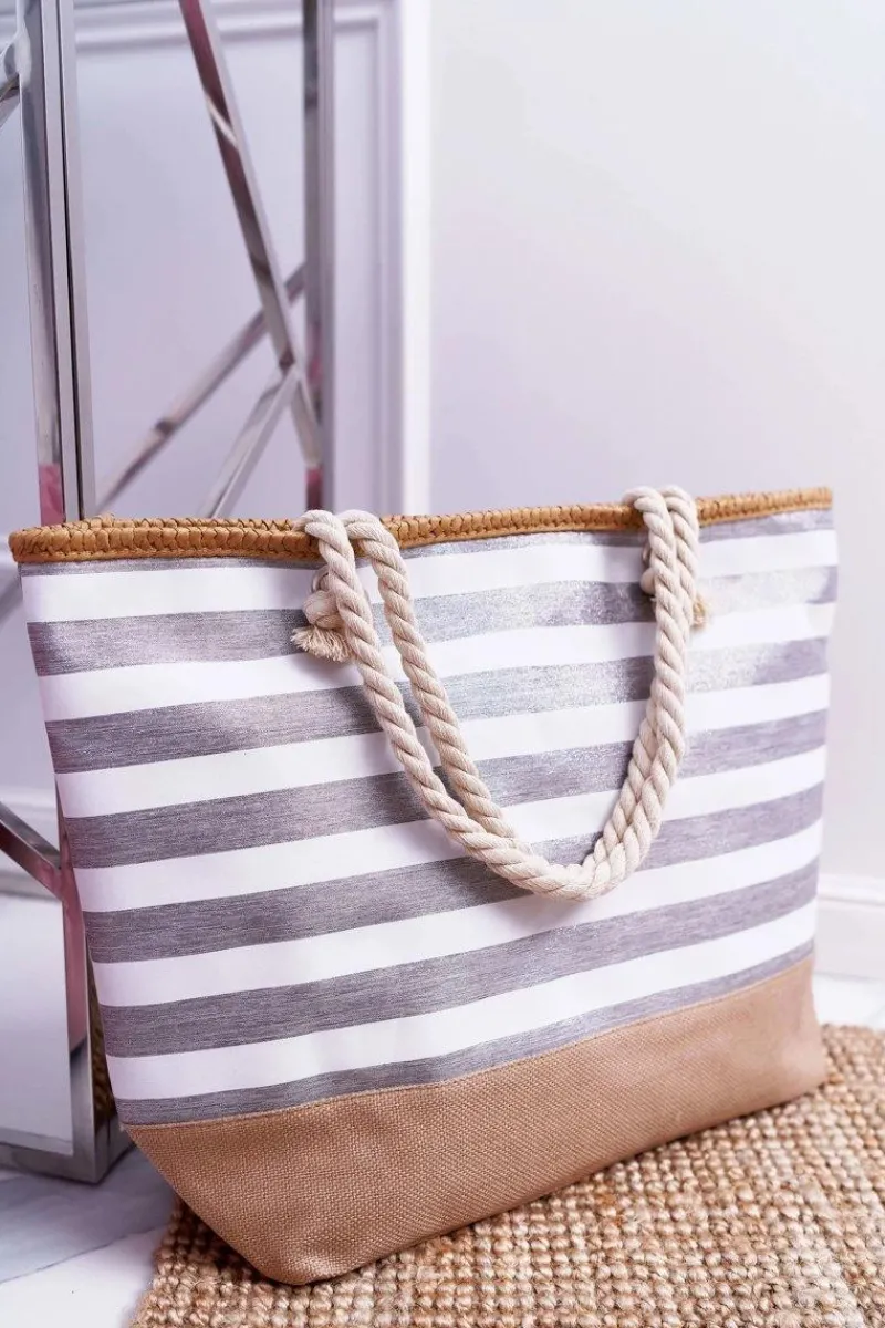 Torebki Plażowe>Boto Plażowa Duża Srebrna Torebka Torba Damska