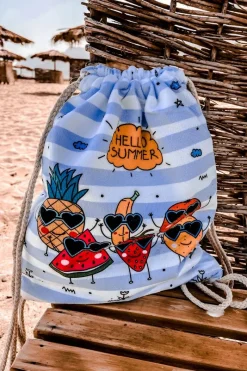 Hot Boto Plecak Torba Ręcznik 3w1 Paski Biało-Niebieskie