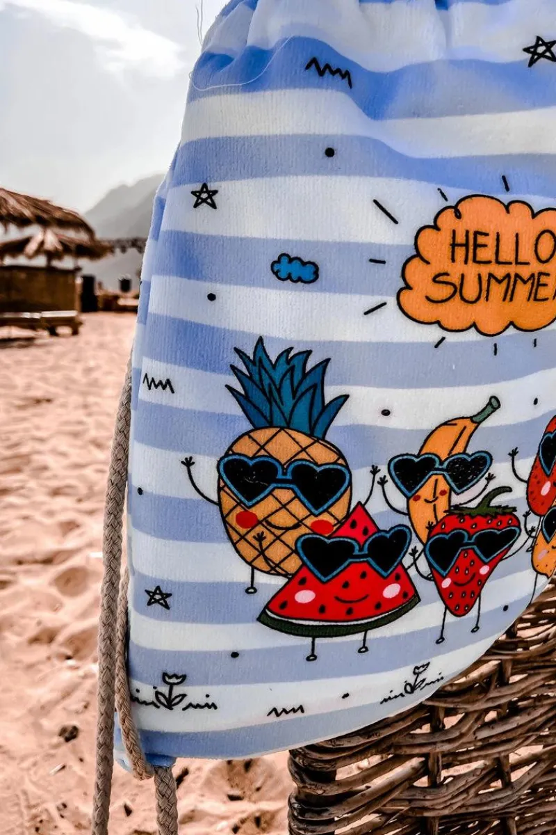 Hot Boto Plecak Torba Ręcznik 3w1 Paski Biało-Niebieskie