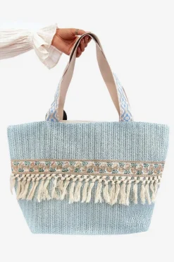 Torebki Plażowe|Torebki Klasyczne>Boto Pleciona Duża Torba Plażowa Z Frędzlami Niebieska Missalori
