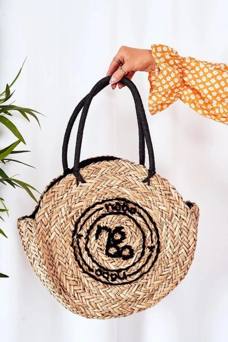 Pleciona Okrągła Torebka XK0280 Beżowa Torebki Plażowe|Torebki Nobo