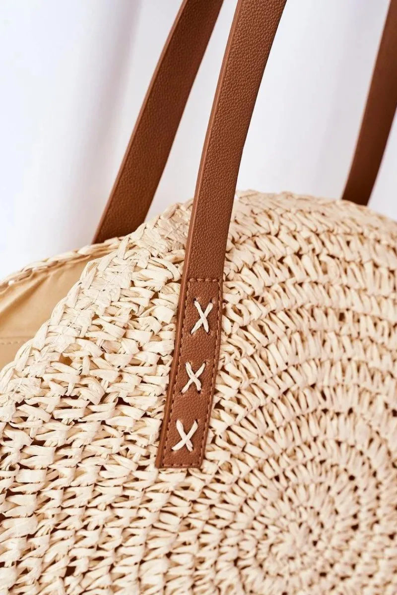 New Pleciona Torebka Boho Na Ramię BRUNO ROSSI Beżowa Torebki Plażowe|Torebki Klasyczne