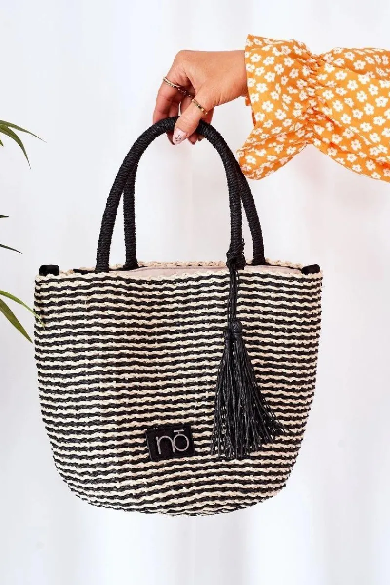 Torebki Plażowe|Torebki Nobo>Nobo Pleciona Torebka Do Ręki XK0380 Czarno-Beżowa