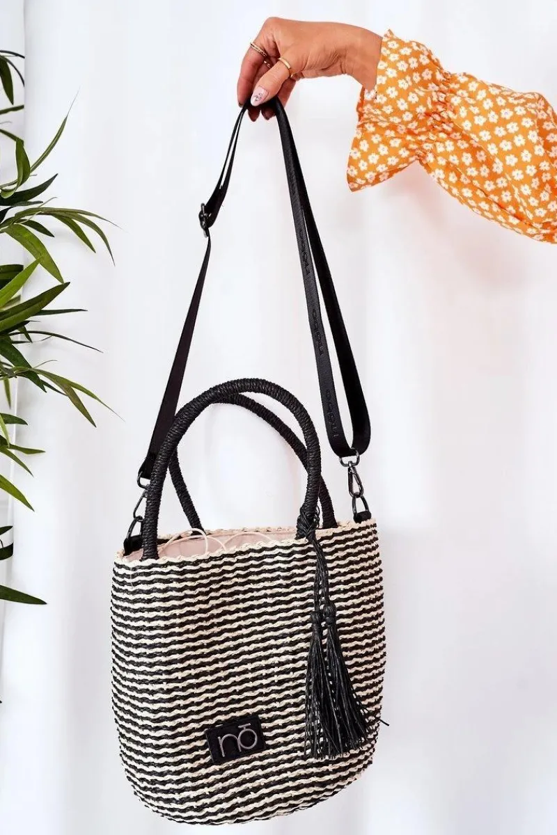Torebki Plażowe|Torebki Nobo>Nobo Pleciona Torebka Do Ręki XK0380 Czarno-Beżowa