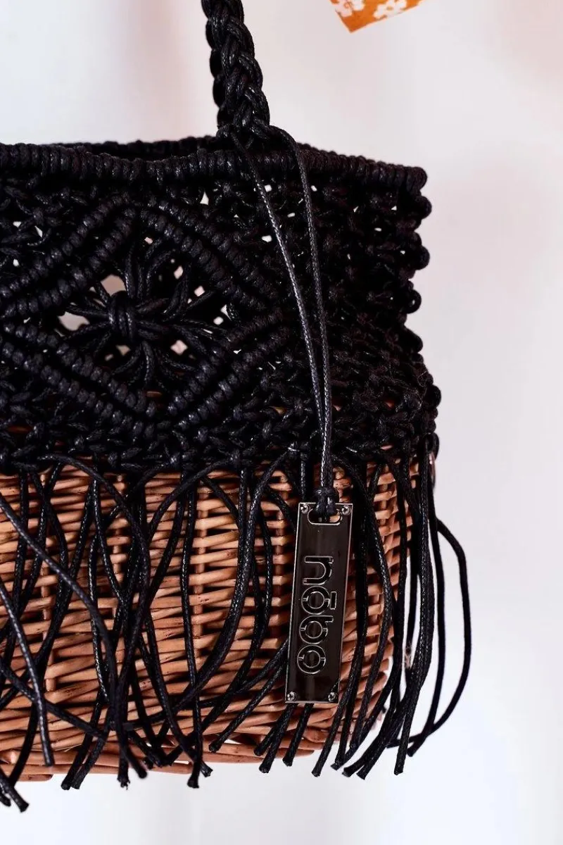 Hot Nobo Pleciona Torebka Koszyczek XK0050 Czarna