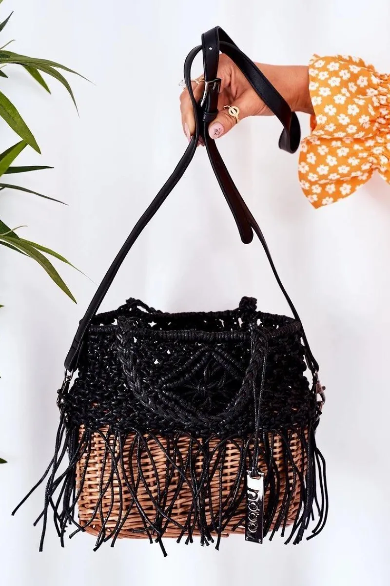 Hot Nobo Pleciona Torebka Koszyczek XK0050 Czarna