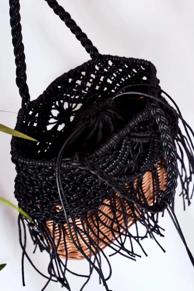 Hot Nobo Pleciona Torebka Koszyczek XK0050 Czarna