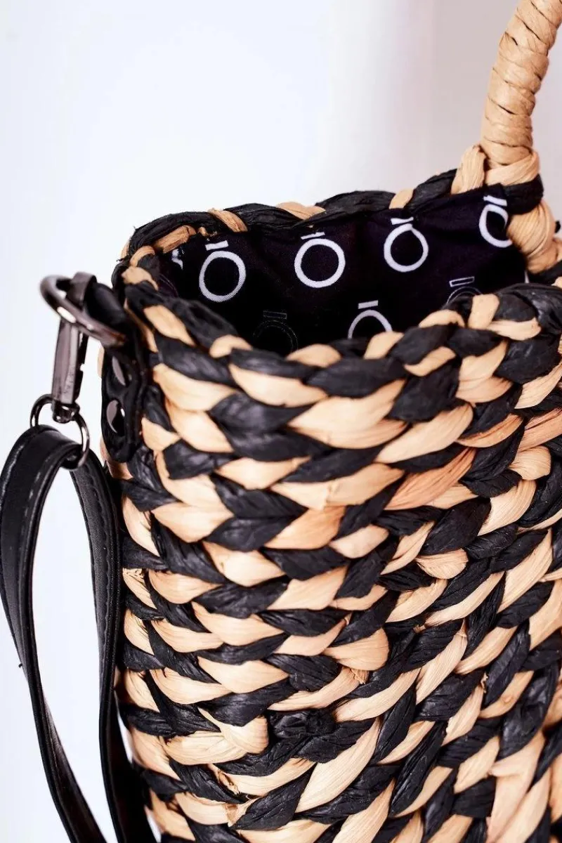 Torebki Plażowe|Torebki Nobo>Nobo Pleciona Torebka Koszyczek XK0490 Beżowo-Czarna