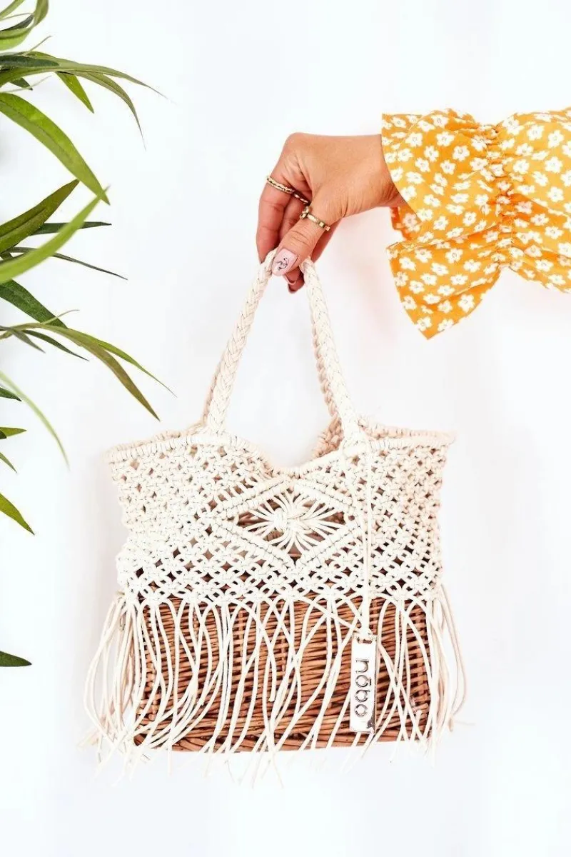 Discount Pleciona Torebka Koszyczek XK0050 Beżowa Torebki Plażowe|Torebki Nobo