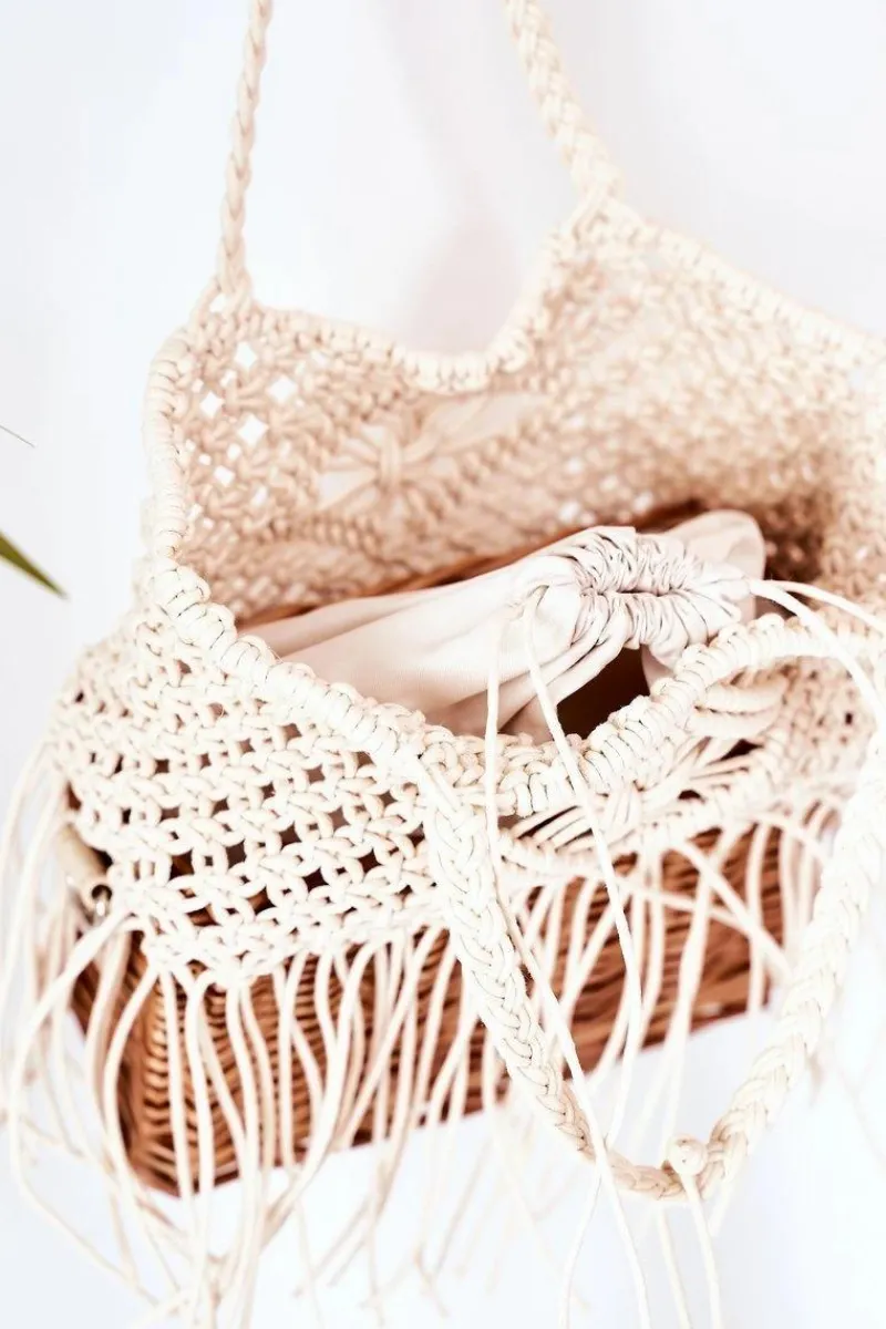 Discount Pleciona Torebka Koszyczek XK0050 Beżowa Torebki Plażowe|Torebki Nobo