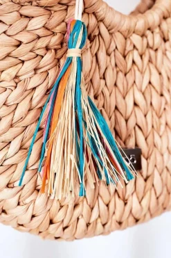 Discount Pleciona Torebka Koszyczek XK0490 Beżowa Torebki Plażowe|Torebki Nobo