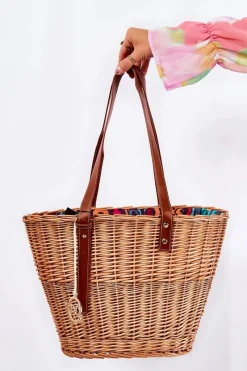 Online Pleciona Torebka Koszyczek XM0040 Beżowa Torebki Plażowe|Torebki Nobo