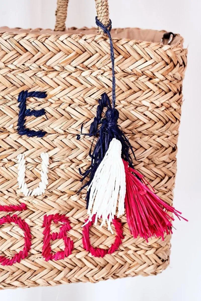 Outlet Nobo Pleciona Torebka Shopper Na Plażę XK0410 Beżowa