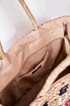 Outlet Nobo Pleciona Torebka Shopper Na Plażę XK0410 Beżowa