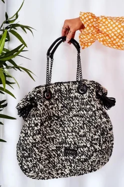 Online Pleciona Torebka Shopper XG0010 Czarna Torebki Plażowe|Torebki Nobo