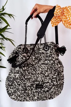 Online Pleciona Torebka Shopper XG0010 Czarna Torebki Plażowe|Torebki Nobo