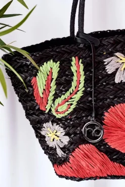 Clearance Nobo Pleciona Torebka Shopper Na Plażę XK0300 Czarna