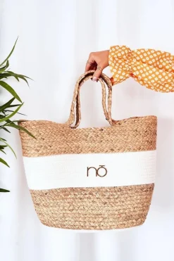 Discount Nobo Pleciona Torebka Shopper Na Plażę XK0260 Beżowa