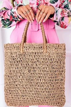 Torebki Plażowe|Torebki Klasyczne>Boto Pleciona Torebka Shopper BRUNO ROSSI Camel