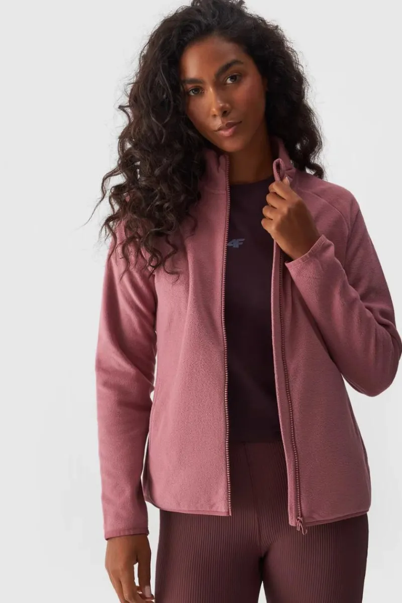 Bluzy Damskie|Odzież 4F>4F Polar Damski Regular Ze Stójką WMM00TFLEF294-53S Różowy