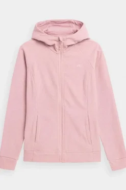 Bluzy Damskie|Odzież 4F>4F Polar Damski Z Kapturem AW23TFLEF147-65S Różowy