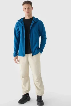 Sale Polar Męski Z Kapturem Regular WMM00TFLEM290-46S Turkusowy Męskie Bluzy Męskie|Odzież 4F