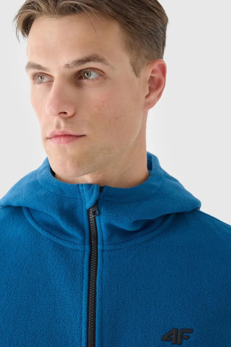 Sale Polar Męski Z Kapturem Regular WMM00TFLEM290-46S Turkusowy Męskie Bluzy Męskie|Odzież 4F