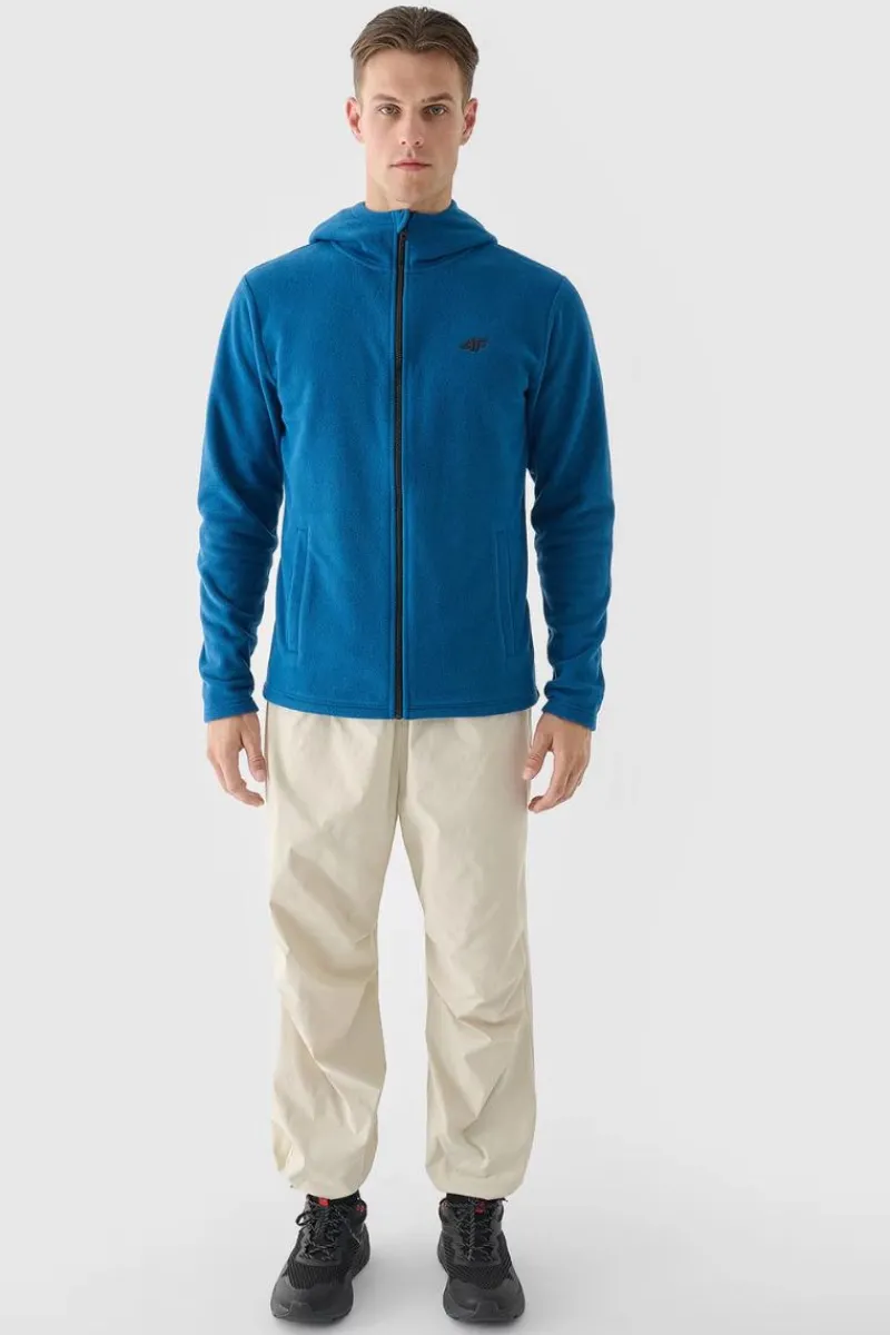 Sale Polar Męski Z Kapturem Regular WMM00TFLEM290-46S Turkusowy Męskie Bluzy Męskie|Odzież 4F