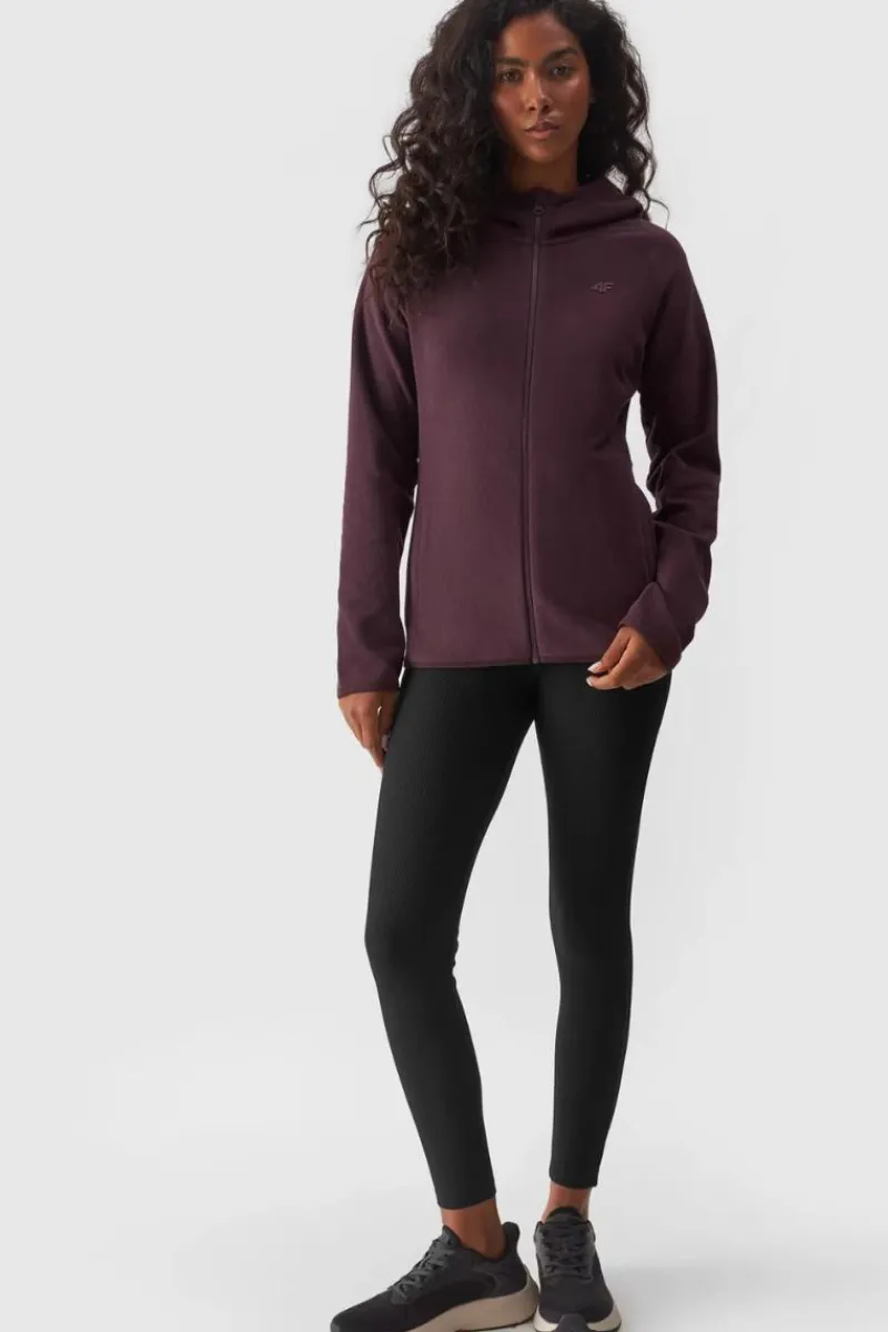 Sale Polar Z Kapturem Regular Damski WMM00TFLEF291-50S Fioletowy Damskie Bluzy Damskie|Odzież 4F