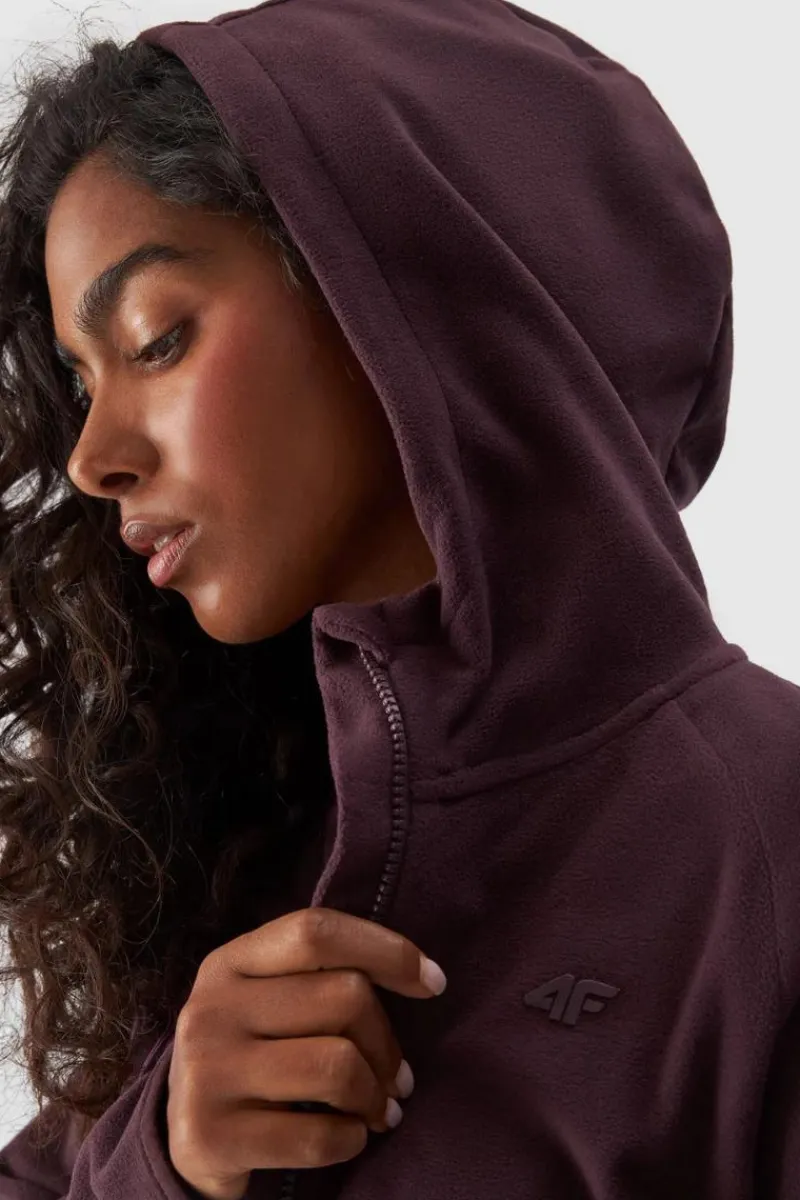 Sale Polar Z Kapturem Regular Damski WMM00TFLEF291-50S Fioletowy Damskie Bluzy Damskie|Odzież 4F