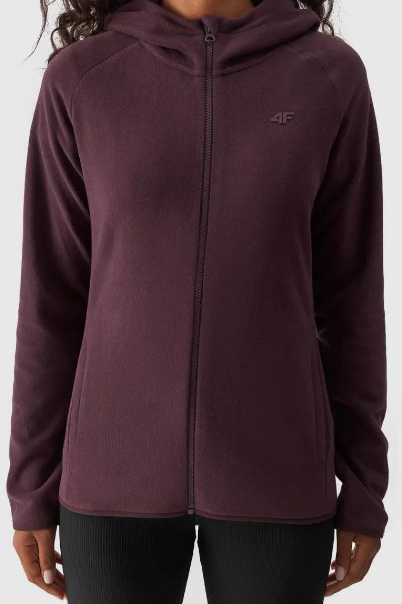 Sale Polar Z Kapturem Regular Damski WMM00TFLEF291-50S Fioletowy Damskie Bluzy Damskie|Odzież 4F
