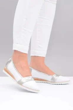 Baleriny Skórzane|Baleriny Klasyczne>Boto Polskie Skórzane Białe Balerinki Moro Persi