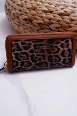 Sale Portfel Damski W Panterkę Brązowy NPUR-H0020-C017 Portfele