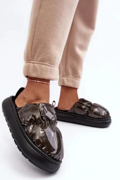 Online Big Star Shoes Połyskujące Kapcie Damskie Czarne Big Star MM274130 Czarny